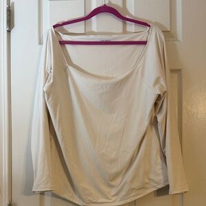 Old Navy Cream Wide Scoop Long-Sleeve Top